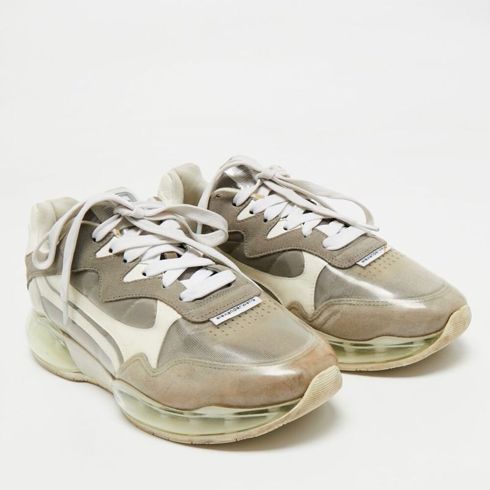 Alexander Wang Grey/white Pvc Suede And Leather Stadium Low Top Sneakers Size - Picture 4 of 7